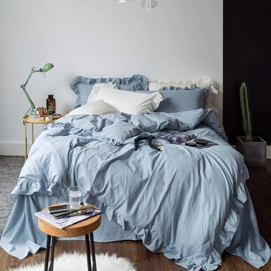 Set di lenzuola da letto con inserti, in rosa, 3 pezzi composto da 2 federe di 80 x 80 cm e un copriletto con chiusura a zip