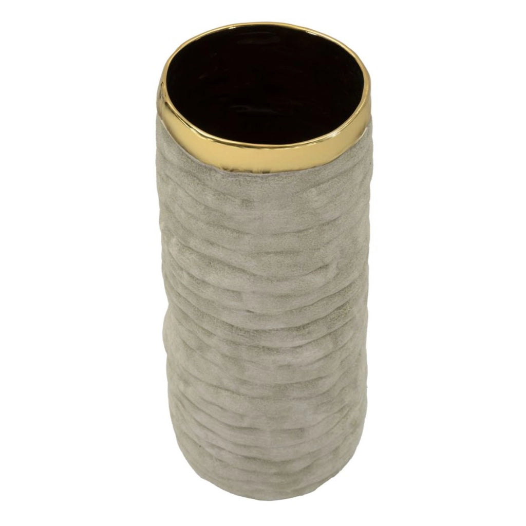 Vaso Decorativo VKH1019, Grigio, Ceramica, 14x14x31,5 cm