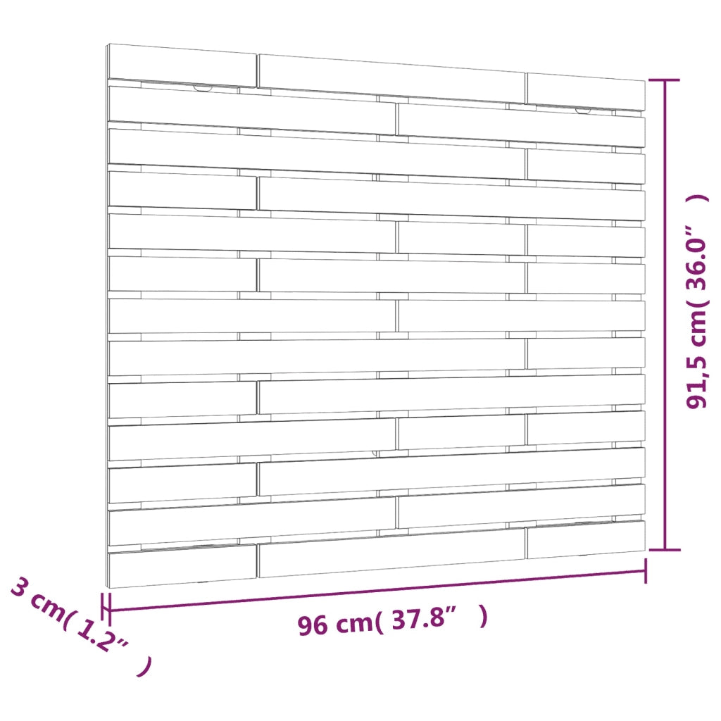 Testiera da Parete-Testiera a Muro-Testata Decorativa Grigia 96x3x91,5cm in Legno Massello di Pino