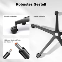 Sedia da ufficio ergonomica con supporto lombare, regolabile in altezza, schienale traspirante, max 120 kg