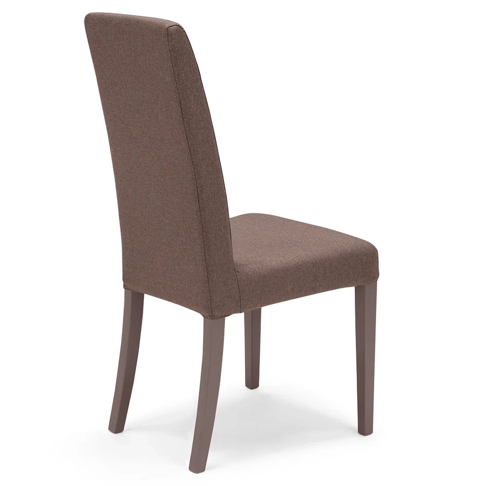 Sedia imbottita modello EDI per interni, design moderno, struttura robusta in legno in tinta, schienale e seduta rivestiti con tessuto sfoderabile, colore Moka