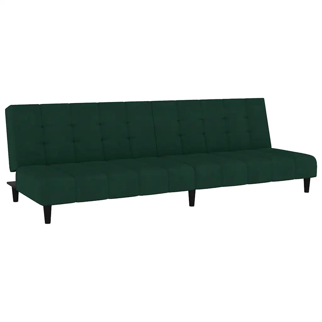Divano Letto a 2 Posti Verde Scuro in Velluto 375765