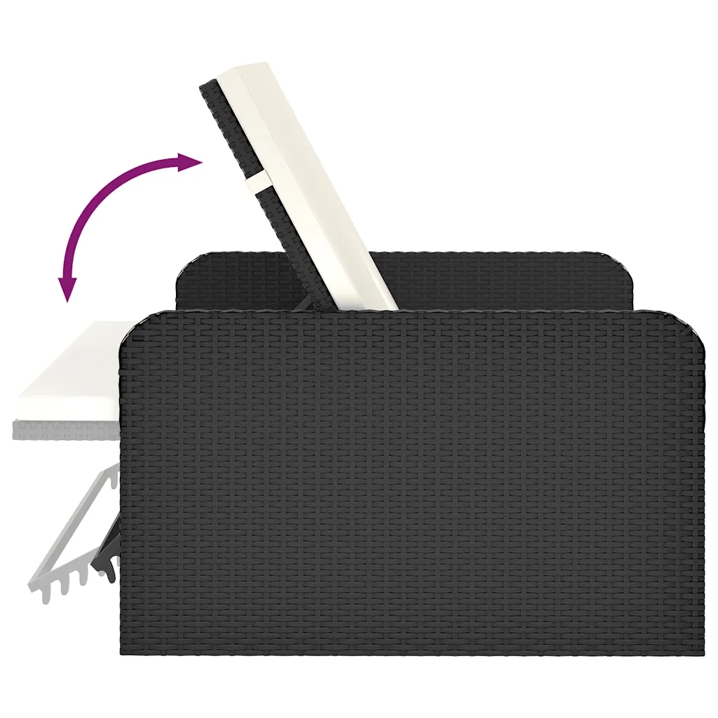 Set Divani da Giardino 2 pz | Set Salotto da Giardino con Cuscini in Polyrattan Nero