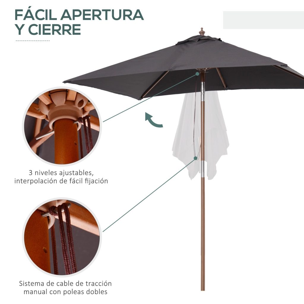 Ombrellone da Giardino Rettangolare Inclinabile ¨C Zephmum ¨C Grigio Scuro 200x150x235 cm