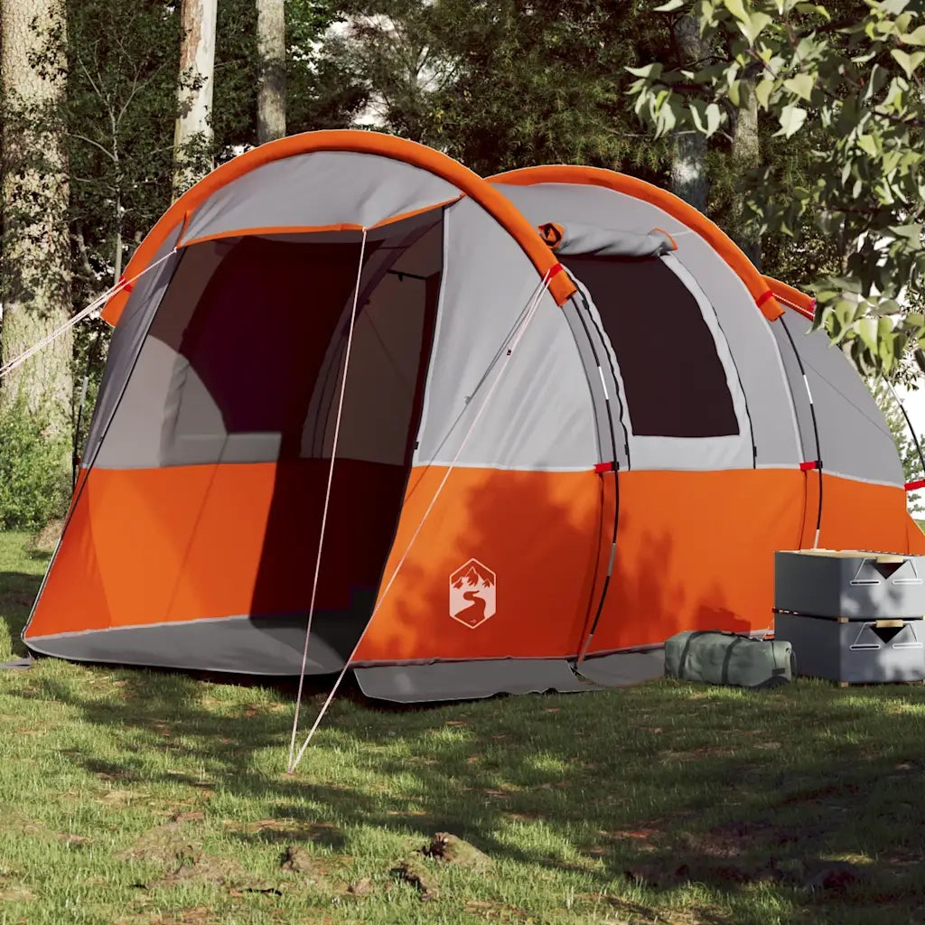 Tenda da Campeggio a Tunnel per 4 Persone Grigio e Arancione 94633