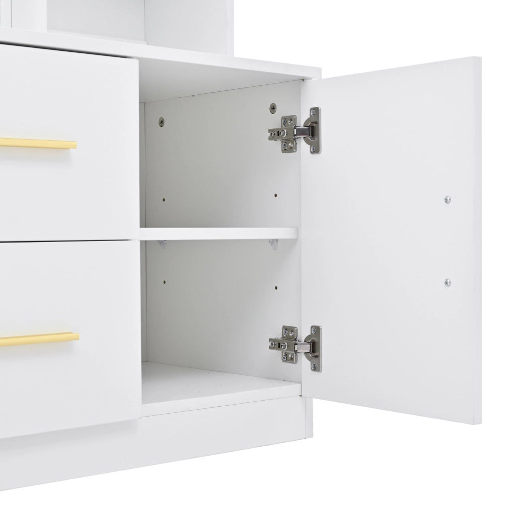 Mobile ingresso multifunzione 90x40x180 cm con specchio; 2 armadi e 2 cassetti; bianco