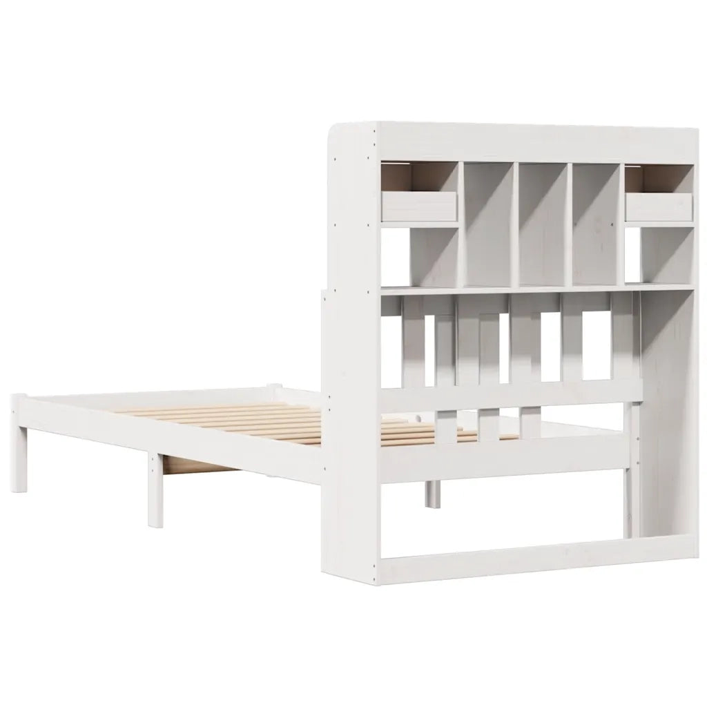 Letto Libreria senza Materasso Bianca 90x200 cm Legno di Pino 3322336