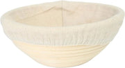 Cesto di fermentazione per pane 18x9cm accessori da forno contenitore da servire cesto per pane con rivestimento in tessuto circolare attrezzatura da forno e da panificio per la lievitazione del pane.