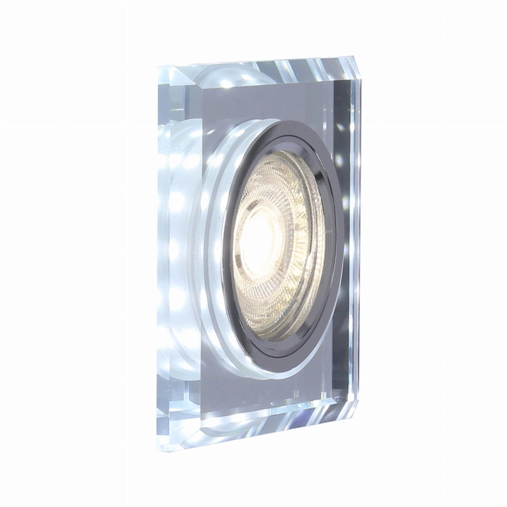 Faretto incasso quadrato vetro cromo GU10+LED Candellux SS-22
