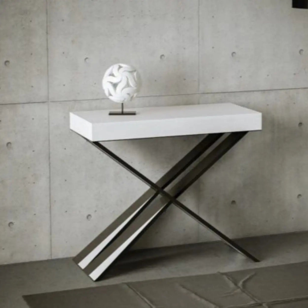 Consolle allungabile 90x40/300 cm Diago Premium bianco frassino gambe antracite