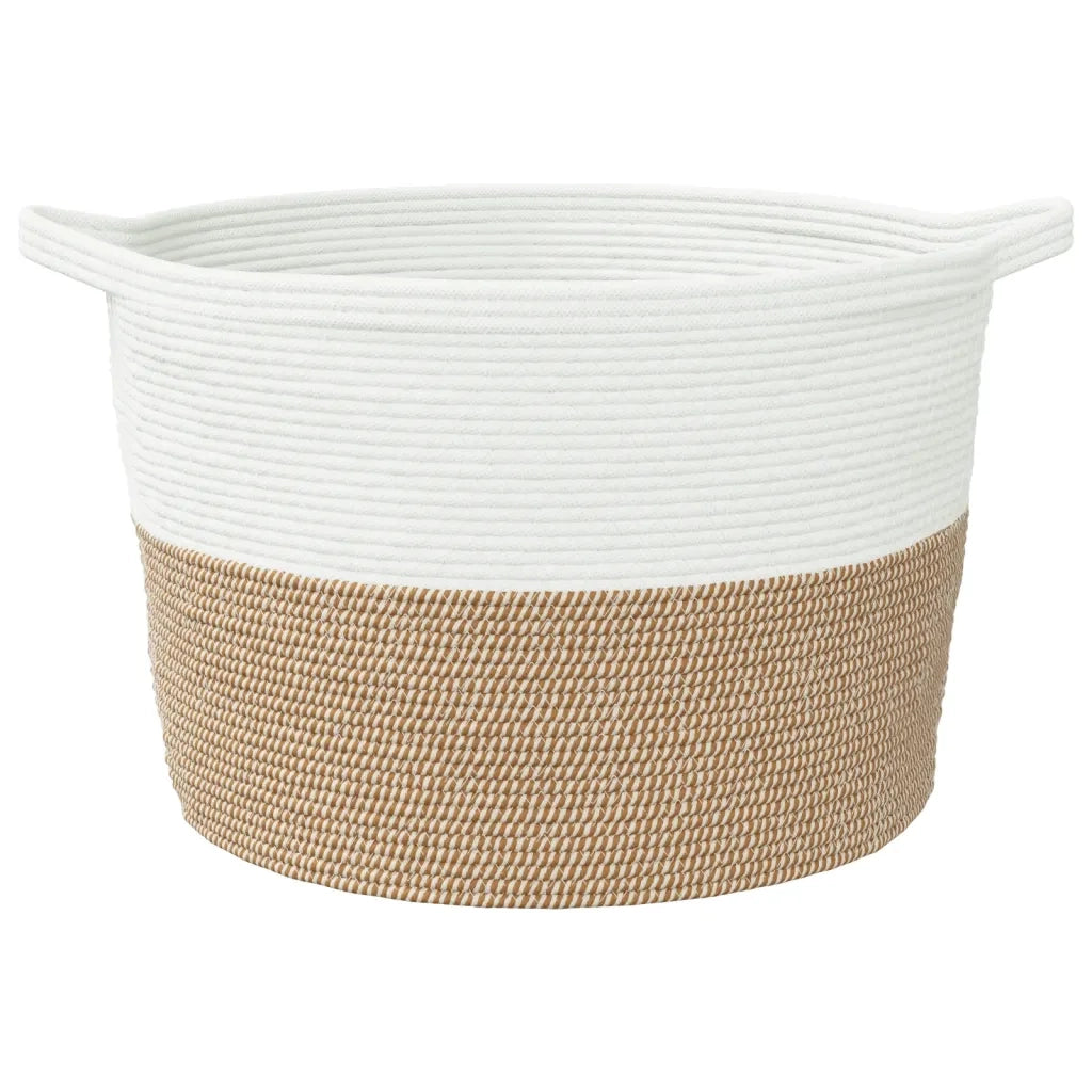 Cesto per Biancheria Marrone e Bianco Ø60x36 cm in Cotone 358476