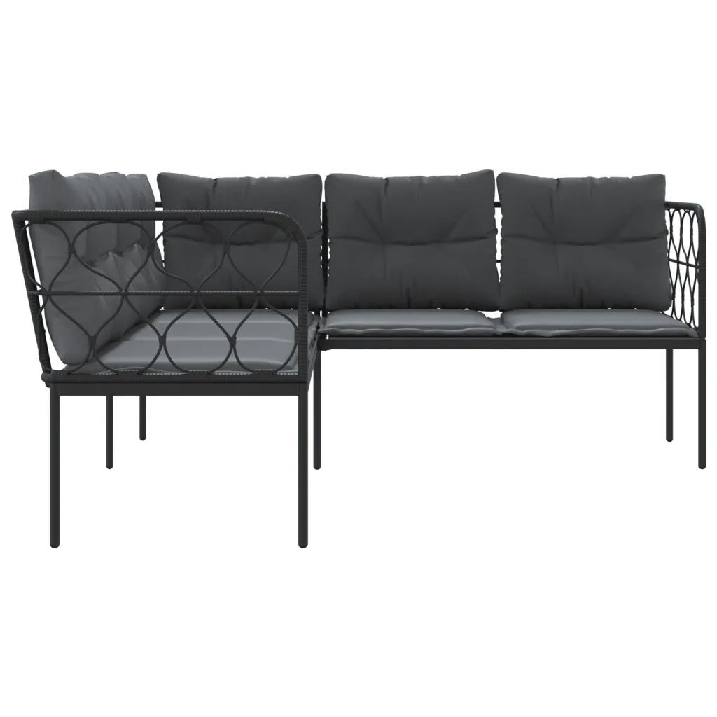 Divano Giardino con Cuscini Forma a L-Sofa da Giardino-Divanetto da esterno Nero Acciaio e Textilene 514957