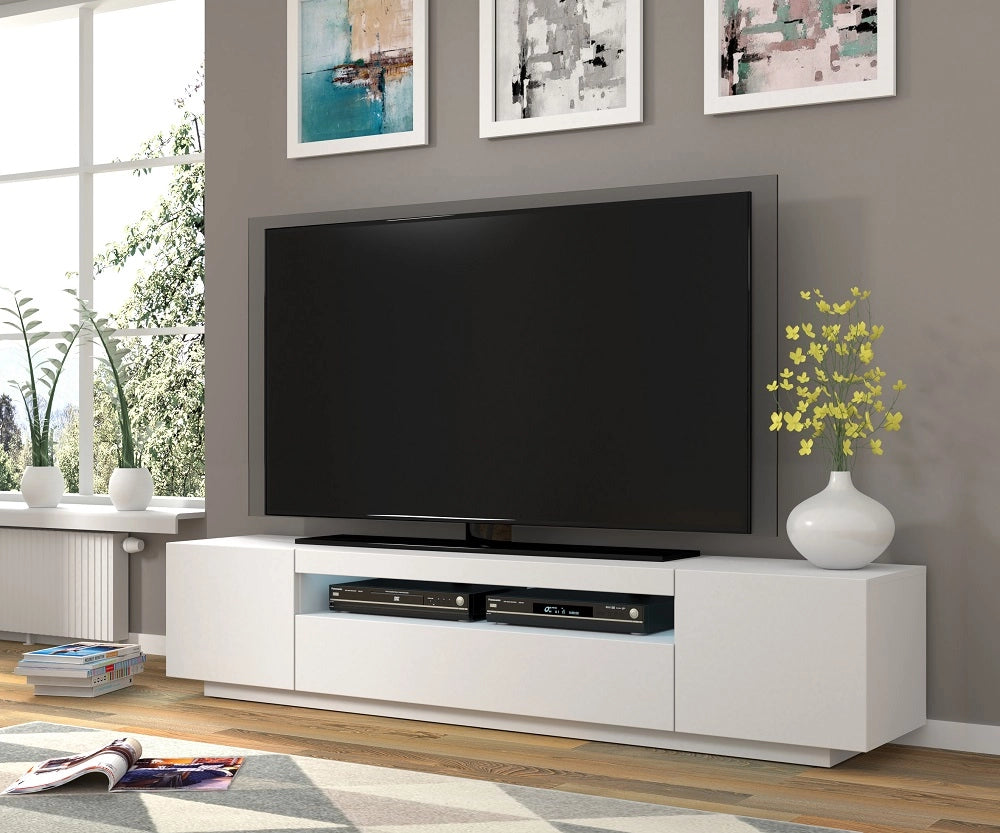 Mobile TV sospeso o a terra 200x42/36x37 Cm STAND AURA Bianco opaco