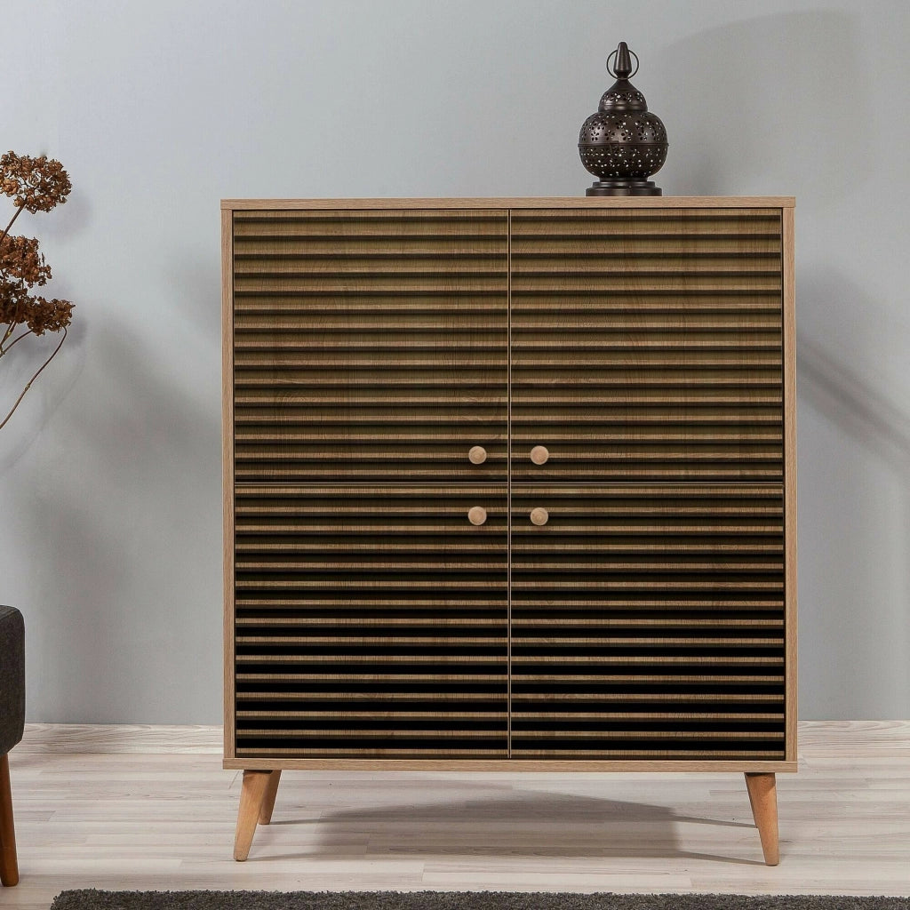 Credenza Agyemang, Buffet da soggiorno, Madia da salotto, Dispensa da cucina, 95x36h111 cm, Quercia
