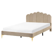 Letto matrimoniale 160 x 200 cm velluto Gambe in metallo tortora con testiera e base a doghe