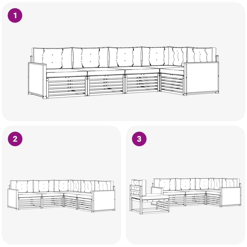 Set di divani da esterno 5 pz Naturale e Beige 3383351