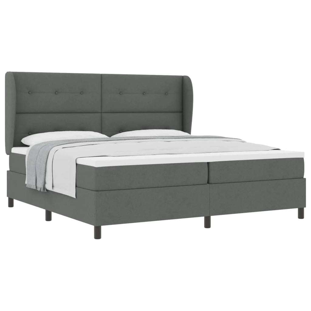 Letto a molle con materasso Grigio scuro 200 x 200 cm Tessuto 3340586