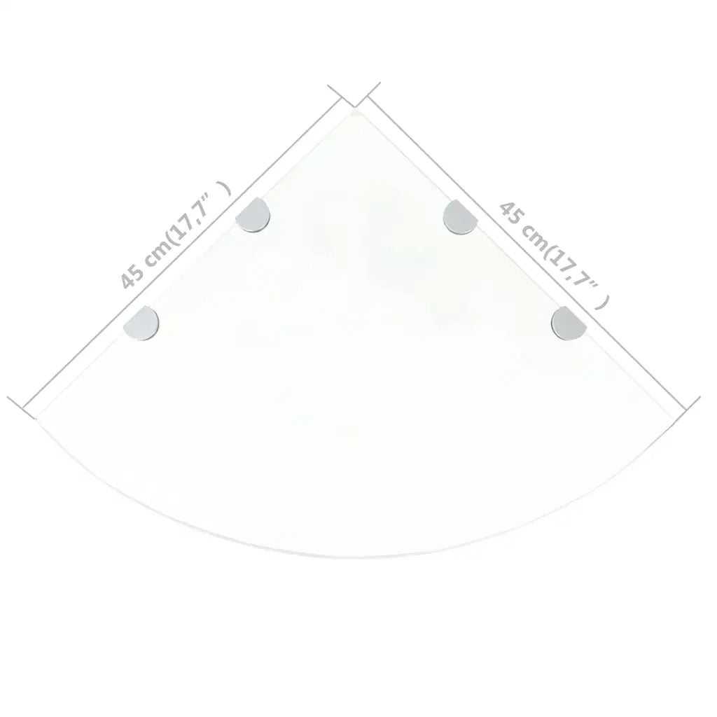 Mensola | Ripiano | Scaffale Angolare con Supporto in Cristallo Vetro Chiaro 45x45 cm