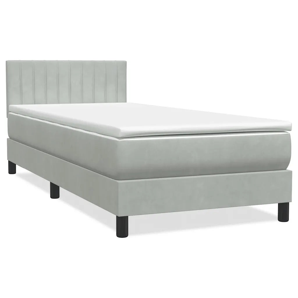 Letto a Molle con Materasso e LED grigio chiaro 90x210 cm Velluto 3317055