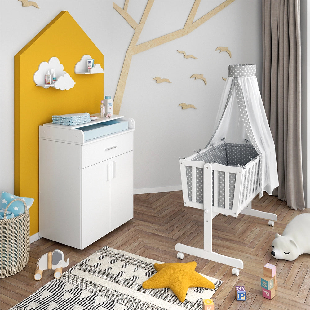 Vitalispa Lettino per bambini Bianco 40x90 con ruote