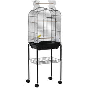 Voliera Gabbia per Uccelli Volatili 3 Posatoi e 2 Ciotole in Acciaio 46x36x130cm
