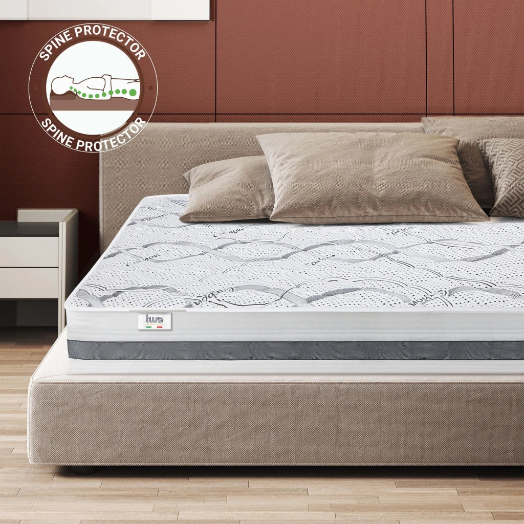 Materasso in Memory Foam Singolo 75x190 Altezza 22 cm | Rigidità media/alta | Tessuto Anallergico e Traspirante | Proprieta' Ortopediche Automodellanti | Prodotto in Italia