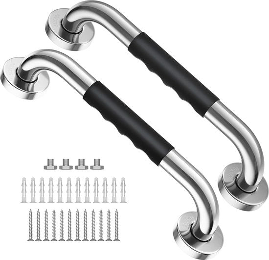 Maniglia di appoggio per bagno - 30CM - 2 pezzi - Barra di appoggio per bagno - Barra di appoggio non-sciolti - Bagno - cucina - scala - Barra di appoggio per cucina - Inclusa attrezzatura di fissaggio