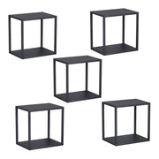 Set Nostened di 5 Mensole da Muro 28 x 28 x 20 cm in Acciaio - Nero [en.casa]