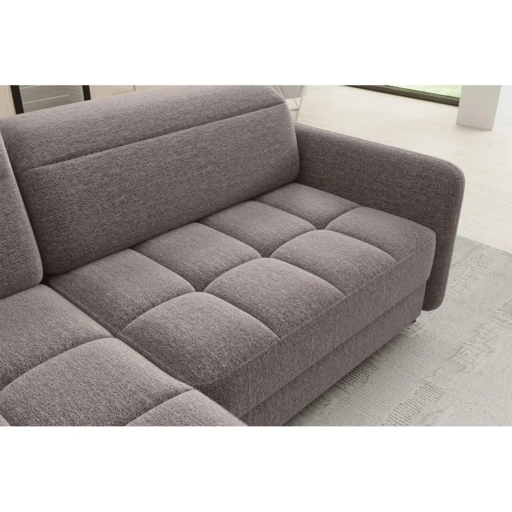Divano angolare sinistro convertibile BARNEA 208 cm marrone con contenitore