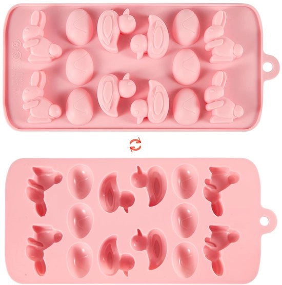 Biscottiera a forma di cigno/paasvogel in silicone con tema pasquale - 14 cavità - 23x10,8cm