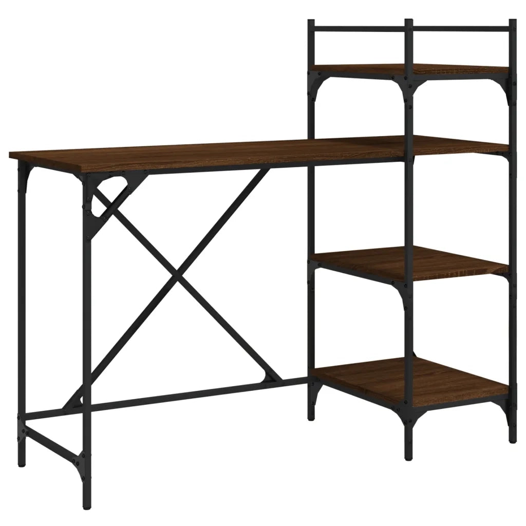Scrivania per Computer con Scaffali Rovere Marrone 120x47x109cm
