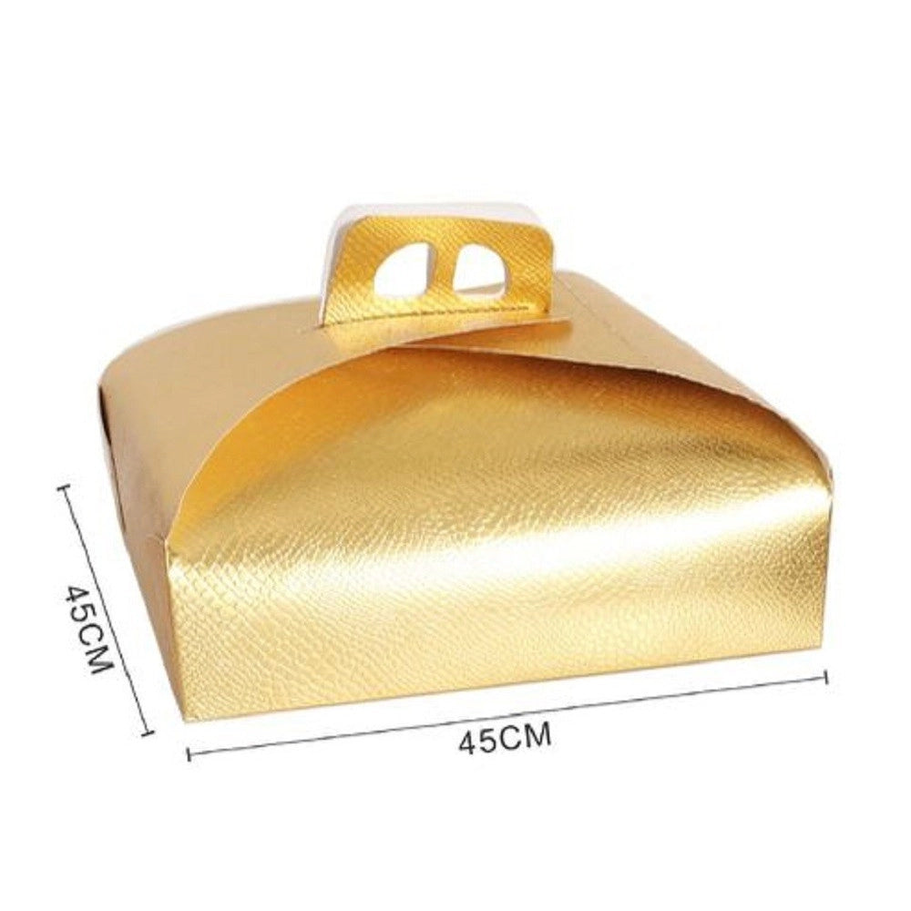 Trade Shop - Set 3pz Scatola Porta Torta Oro 45x45 Cm Per Dolci Paste Pasticceria Festa 58011 -