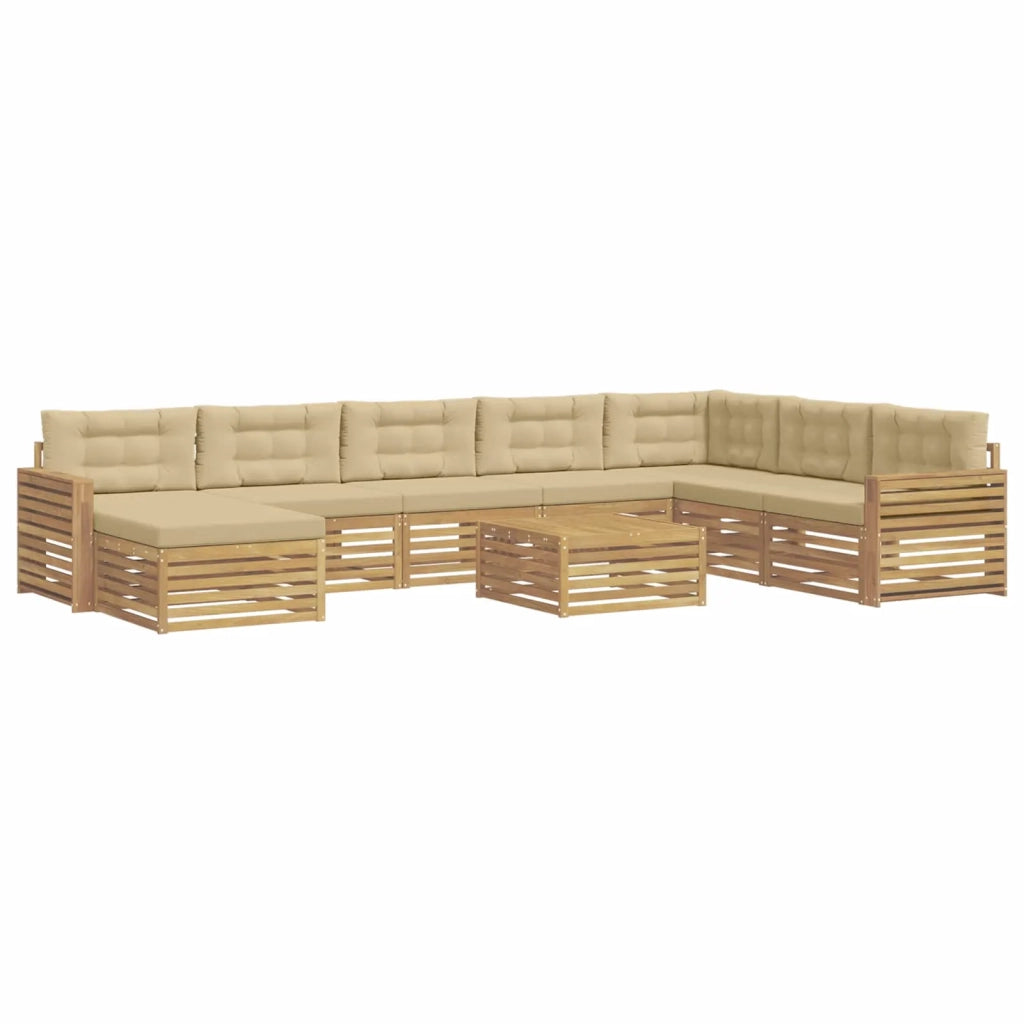 Set di divani da esterno 9 pcs Bianco e Beige 3391013