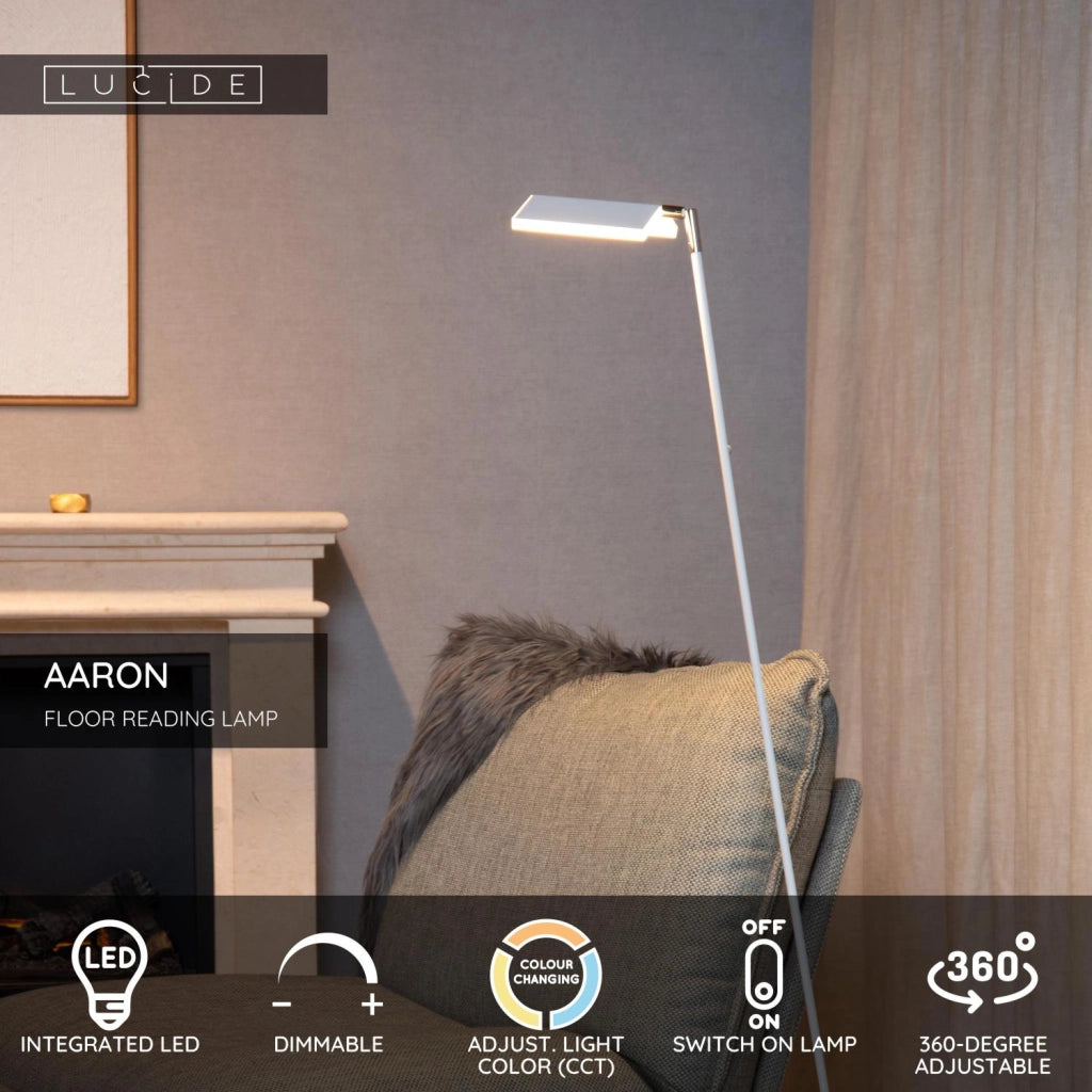 Lampada da terra LED AARON bianca 10W Lucide