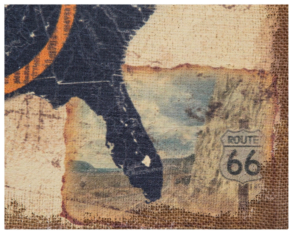 Biscottini Stampa 'ROUTE 66' su tela in juta grezza anticata L60xPR1,9xH45 cm dimensioni