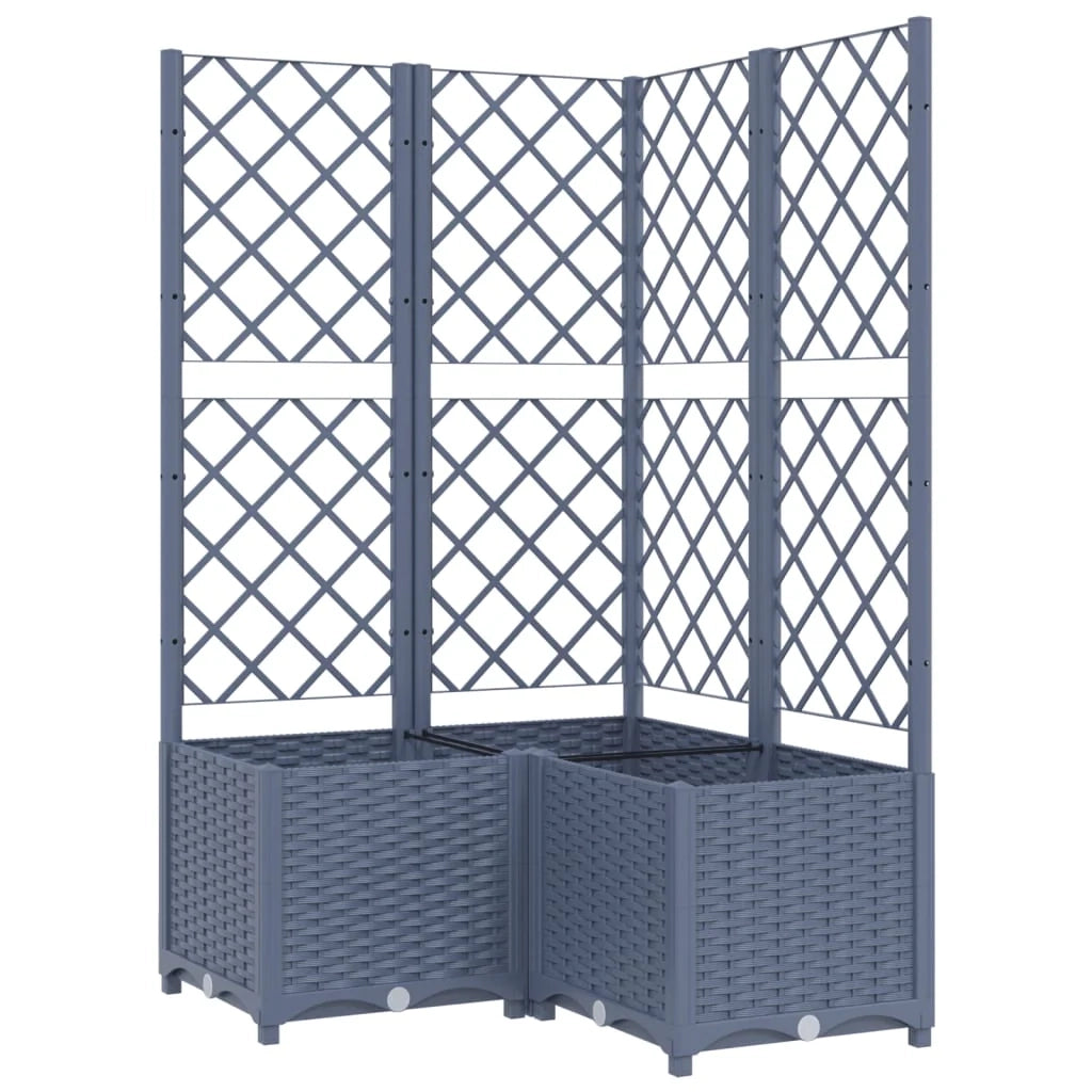 Fioriera rialzata per piante fiori terrazza giardino con traliccio 80 x 80 x 136 cm PP grigio 02_0038318