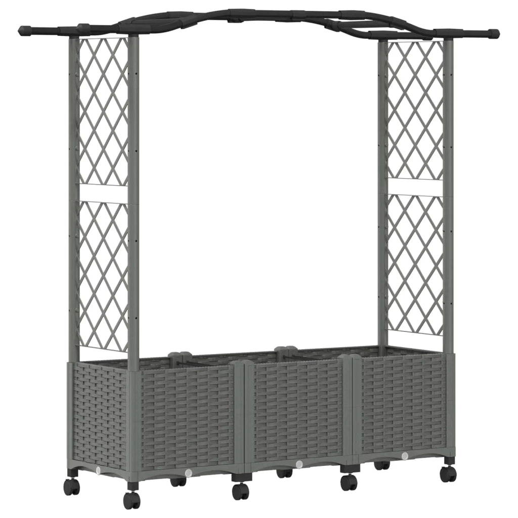Letto Rialzato con Griglia e Tetto Grigio Chiaro PP 3423103