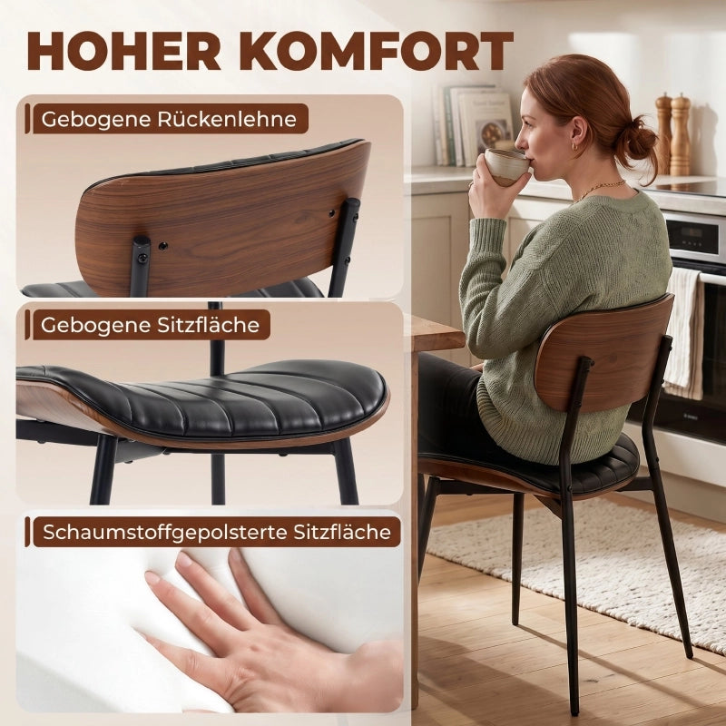 SEDIA Imbottita Set da 2 pezzi 49,5 x 49,5 x 80 cm Nero PU