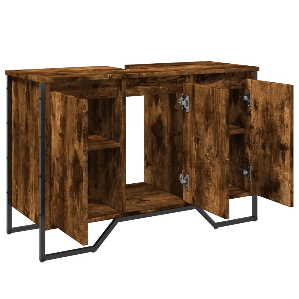 Mobile Lavabo Bagno Rovere Fumo 91x35x60 cm in Truciolato