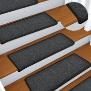 Tappetini per scale 15 pz 65x21x4 cm Antracite Bordo rettangolare 134567