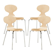 Set Kil di 4 Sedie Impilabili da Sala Pranzo - Effetto Legno / Cromato [en.casa]