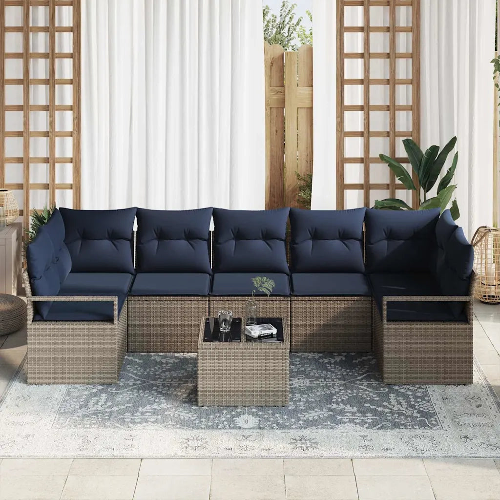 Set di divani 8 pcs Grigio polyrattan