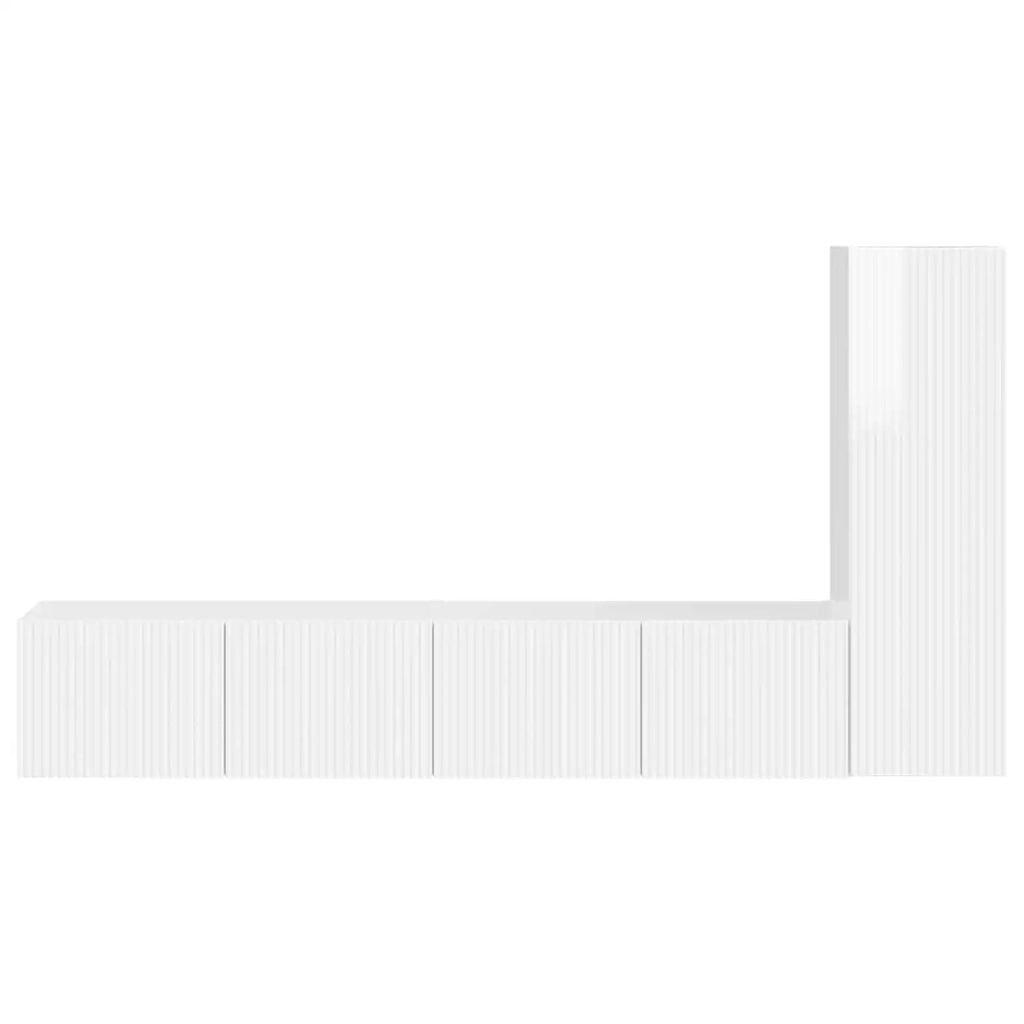 Set mobile TV 3 pcs Bianco Lucido Legno multistrato 3408992