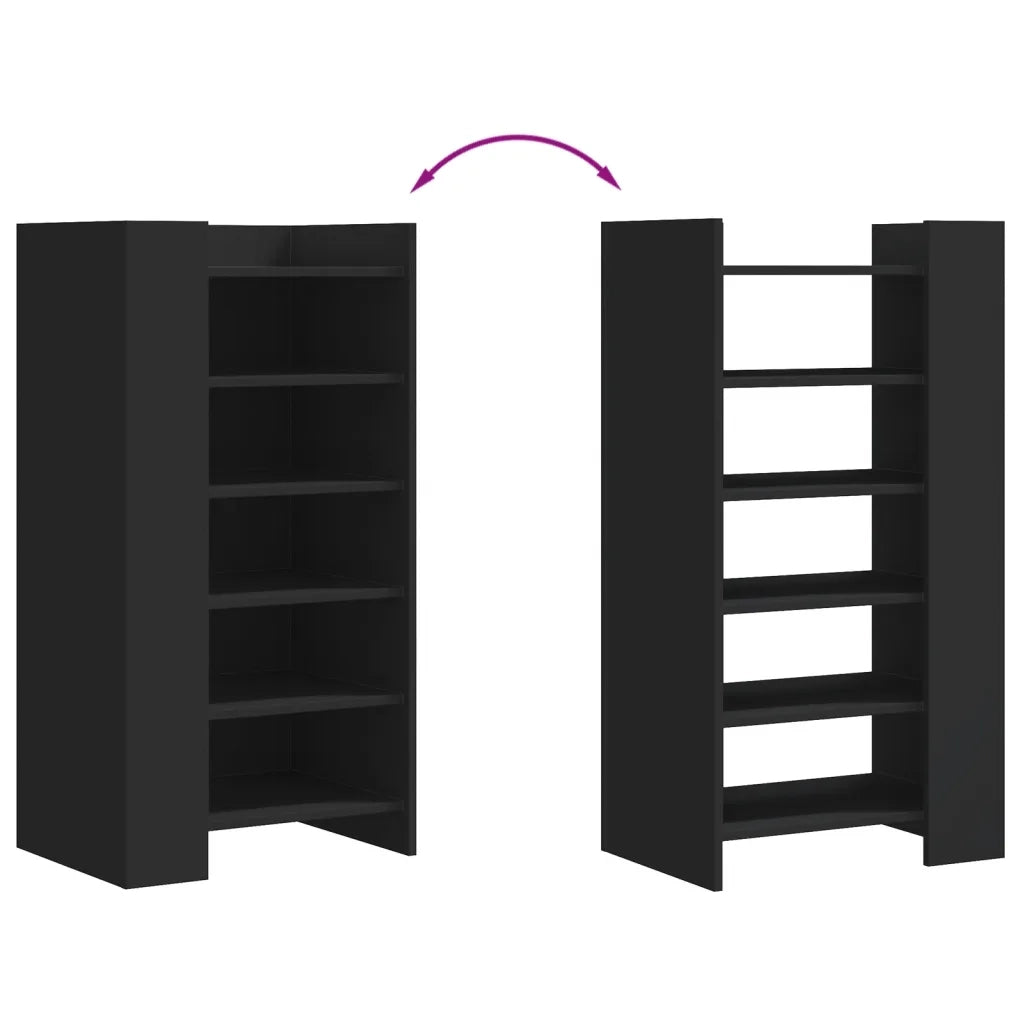 Scarpiera-Scaffale per scarpe Nera 52x37,5x100 cm in Legno Multistrato 579761