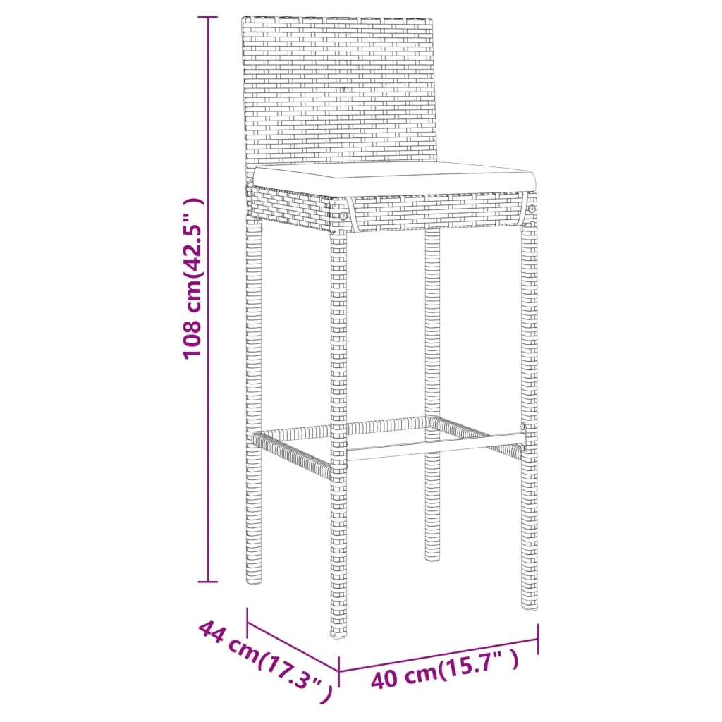 Set da bar da giardino 7 pezzi con cuscini in polyrattan grigio 02_0013423