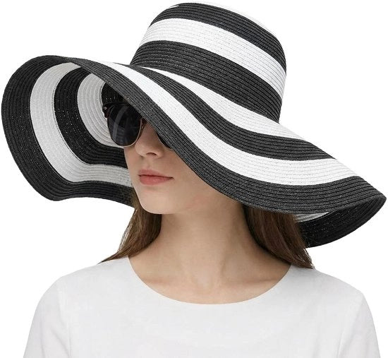 Cappello da Sole per Donna - Disegno Pieghevole - Bordo Ampio - Materiale Respirante - UPF 50+ - Altezza di Copertura 55-57CM - Cappello da Sole