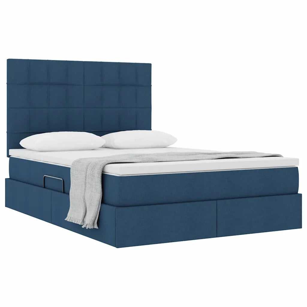 Letto con contenitore e materasso Blu 140 x 200 cm Poliestere