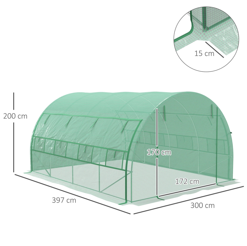Serra da giardino in PE verde 3,97 x 3 x 2 m