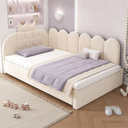 Letto singolo imbottito 90x200 cm con letto estraibile beige