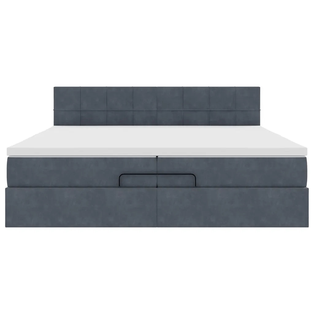 Struttura Letto Pouf con Materasso 200x200 cm in Velluto